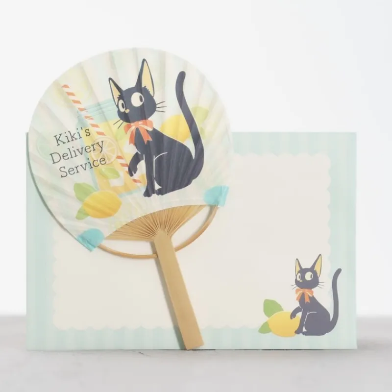 Maison Ghibli Bamboo Fan & Letter Set Jiji with Lemon - Kiki's Delivery Service | Accessories