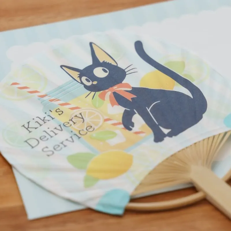 Maison Ghibli Bamboo Fan & Letter Set Jiji with Lemon - Kiki's Delivery Service | Accessories