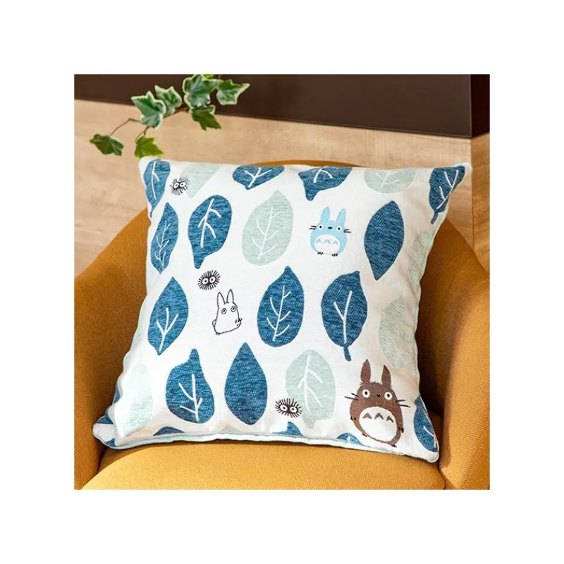 Maison Ghibli Cushion Big Totoro Blue & Green leaves 45x45 cm - My Neighbour Totoro | Furniture