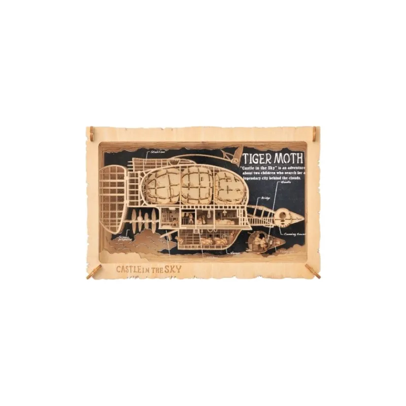 Maison Ghibli Paper Theater Wood Style Tiger Moth - Castle in the Sky | Arts And Crafts