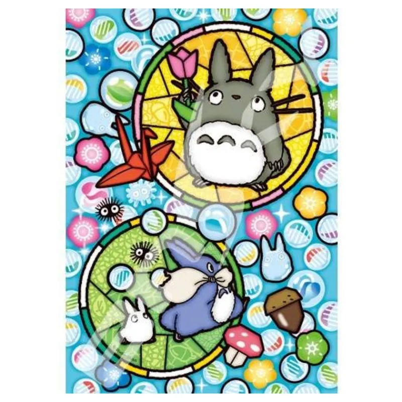 Maison Ghibli Stained glass Puzzle 208P Totoro's happiness - My Neighbor Totoro | Jigsaw Puzzle